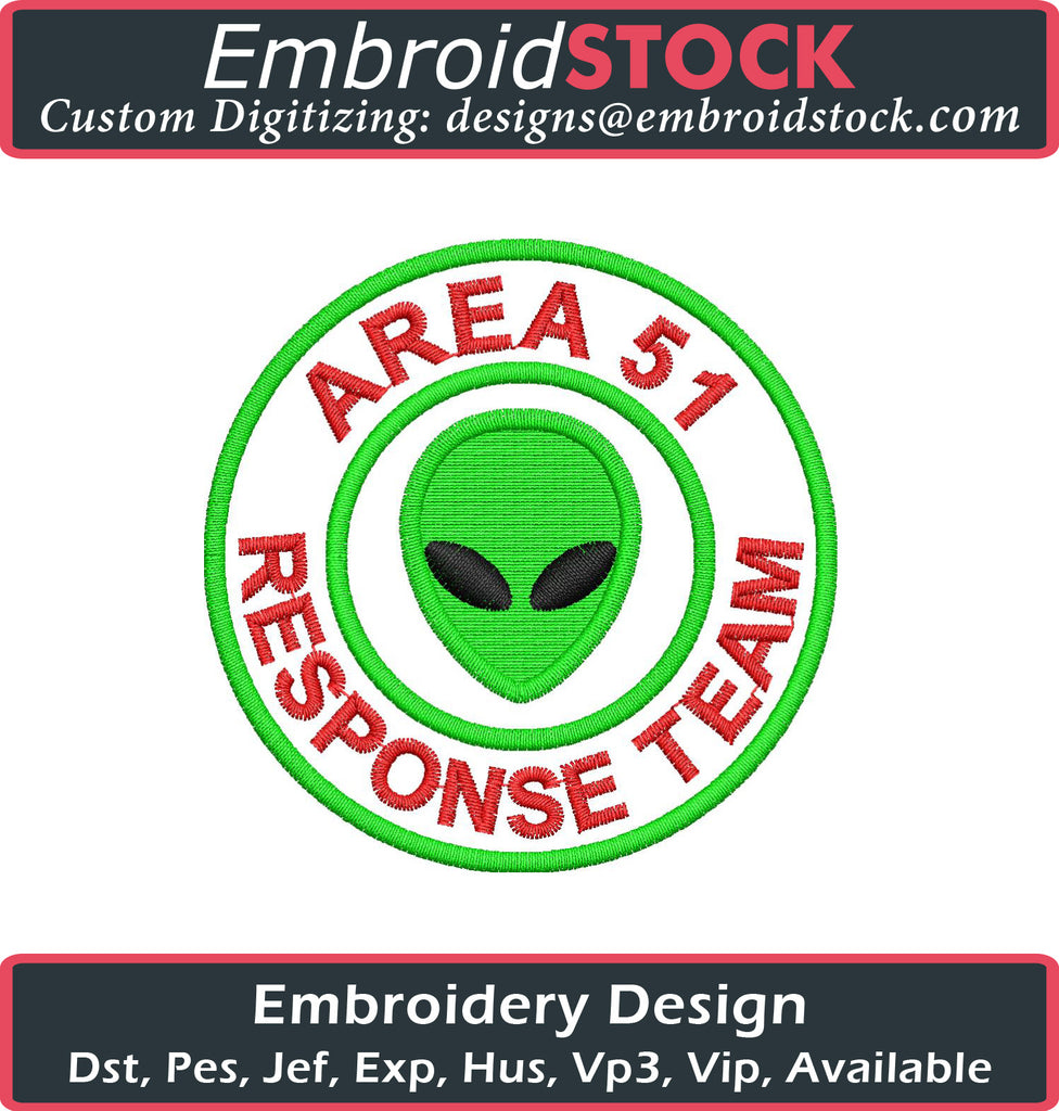 Area 51 Response Team Alien Embroidery Design - Embroidstock