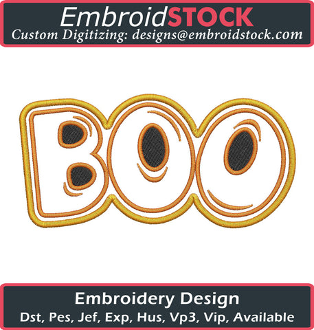 BOO Applique Embroidery Design - Embroidstock