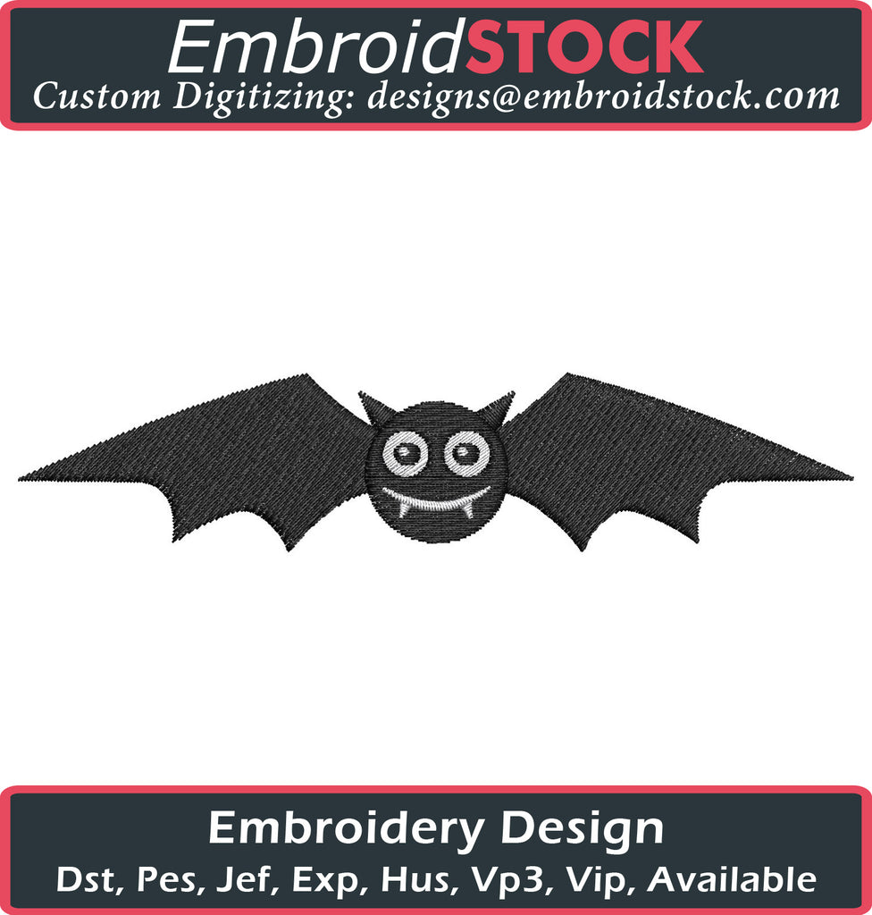 Cute Bat Embroidery Design - Embroidstock