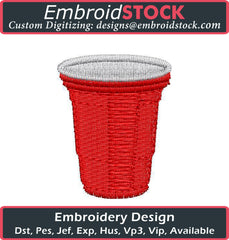 Red Solo Party Cup Embroidery Design Embroidery Design - Embroidstock