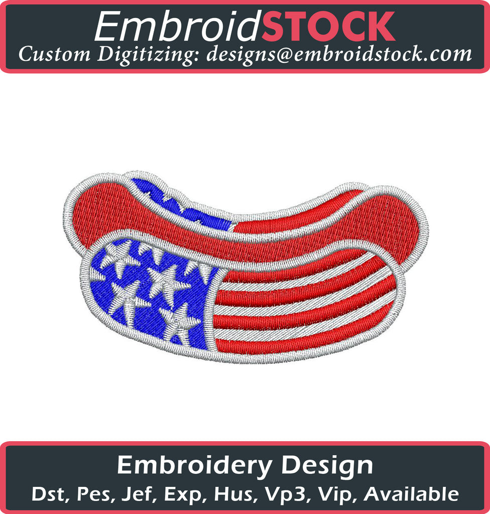 American Hot Dog Embroidery Design - Embroidstock