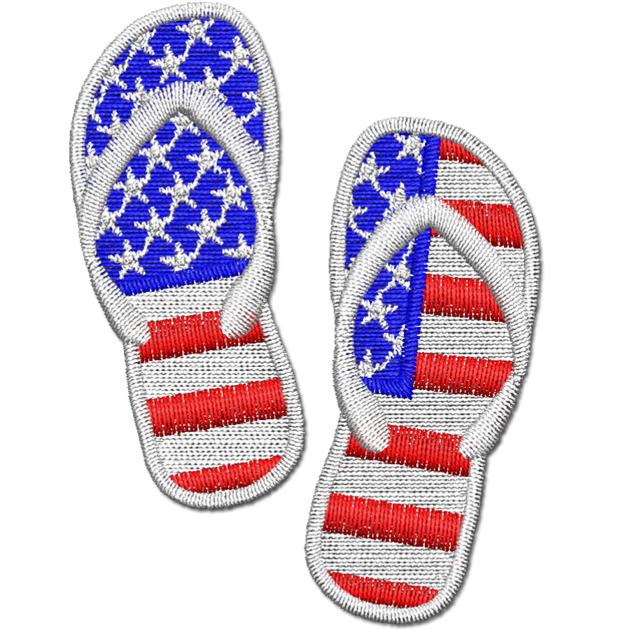 American Flag Flip Flops Embroidery Design