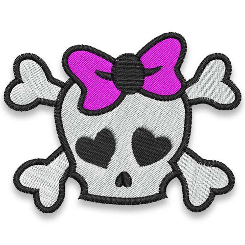 Girly Skull Face Embroidery Design