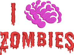 I Love Zombies Embroidery Design - Embroidstock