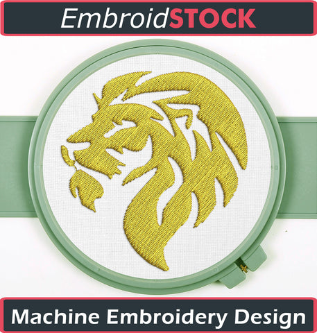 Golden Lion Head Embroidery Design - Embroidstock