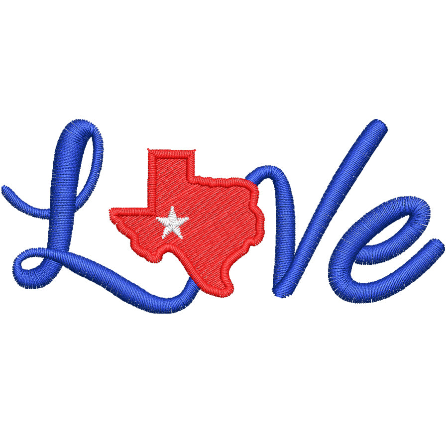 Love Texas Embroidery Design