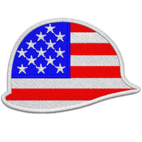 Military Helmet US Flag Embroidery Design