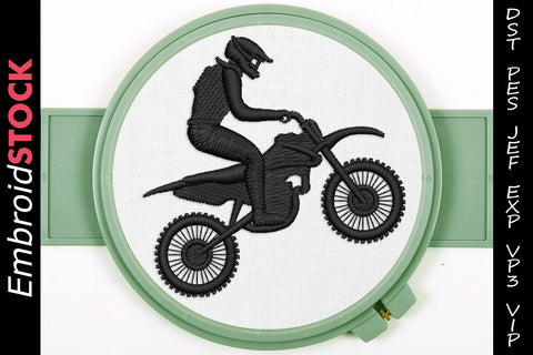 Motorcycle Racing Dirt Bike Embroidery Design - Embroidstock