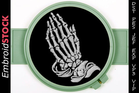 Praying Skeleton Embroidery Design - Embroidstock
