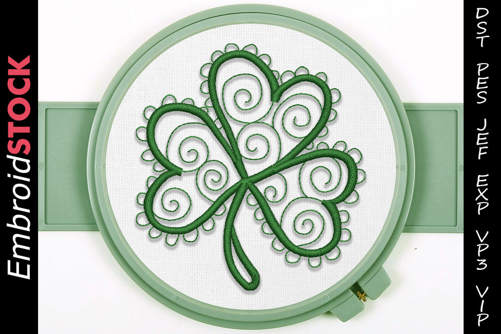 Clover Swirls Embroidery Design - Embroidstock