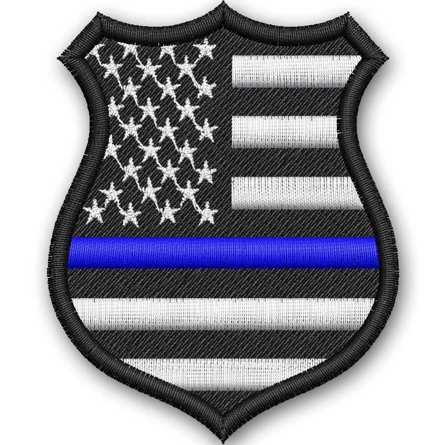 Blue Line Flag Badge Embroidery Design