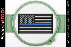 Thin Blue Line Flag Embroidery Design - Embroidstock