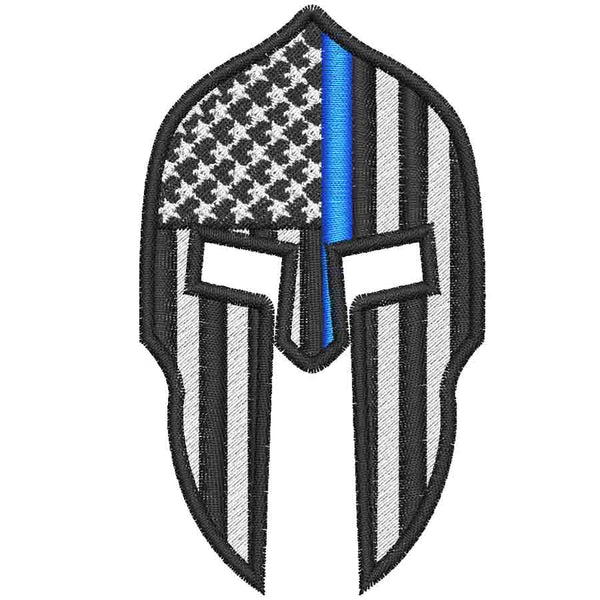 Thin Blue Line Spartan Warrior Helmet – Embroidstock