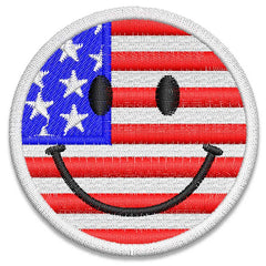 Happy Face Emoji US Flag Embroidery Design