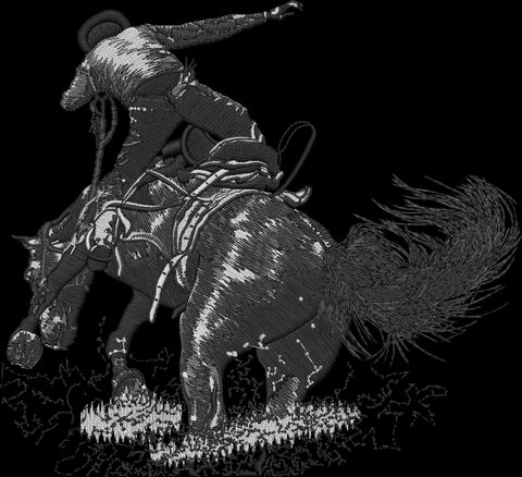 Cowboy Riding Horse Embroidery Design - Embroidstock