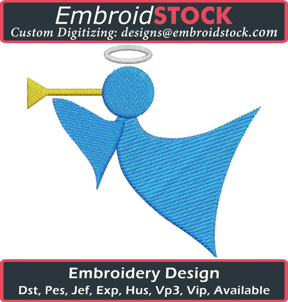 Angel with Trumpet Embroidery Design – Embroidstock
