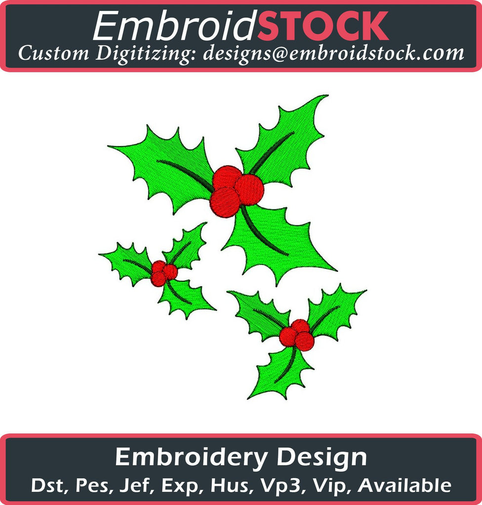 Christmas Berries Embroidery Design - Embroidstock