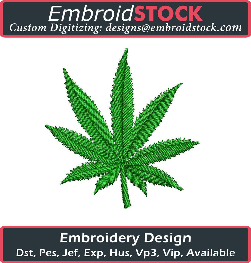 Marijuana Leaf Embroidery Design - Embroidstock