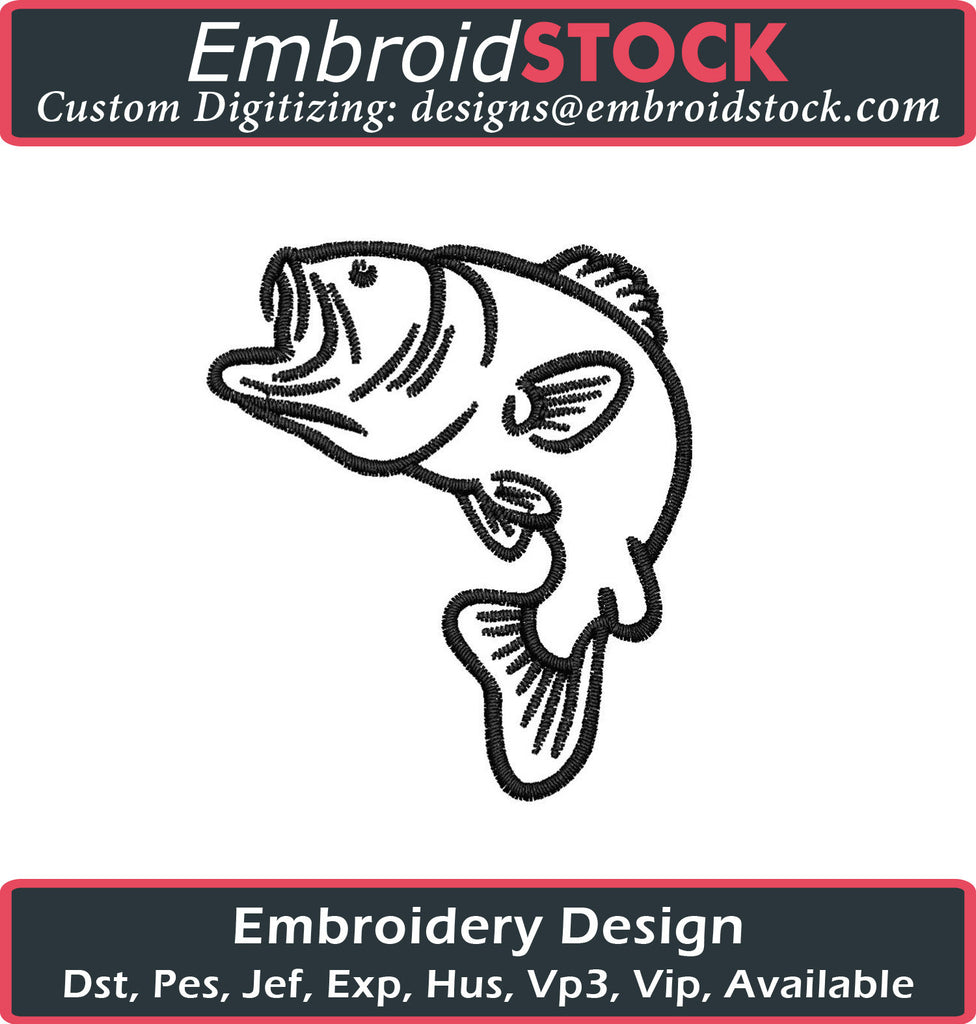 Bass Fish Embroidery Design - Embroidstock