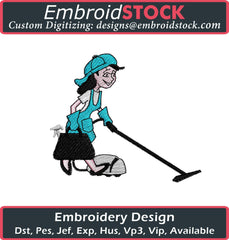 Cleaning Lady Embroidery Design - Embroidstock