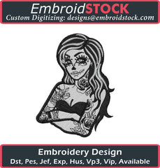 Sugar Skull Lady - Embroidstock