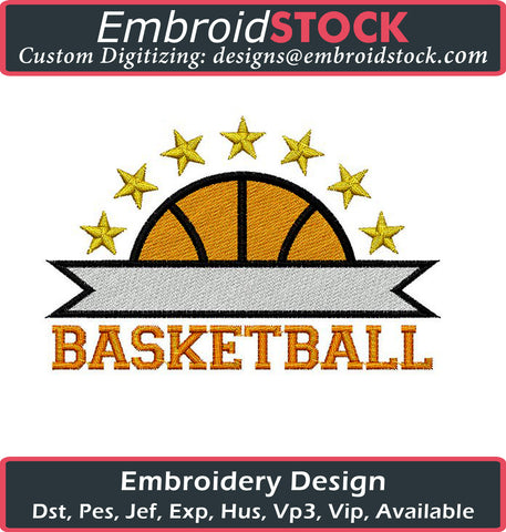 Basketball Logo Embroidery Design - Embroidstock