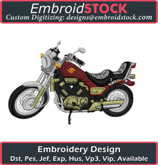 Motorcycle Embroidery Design - Embroidstock