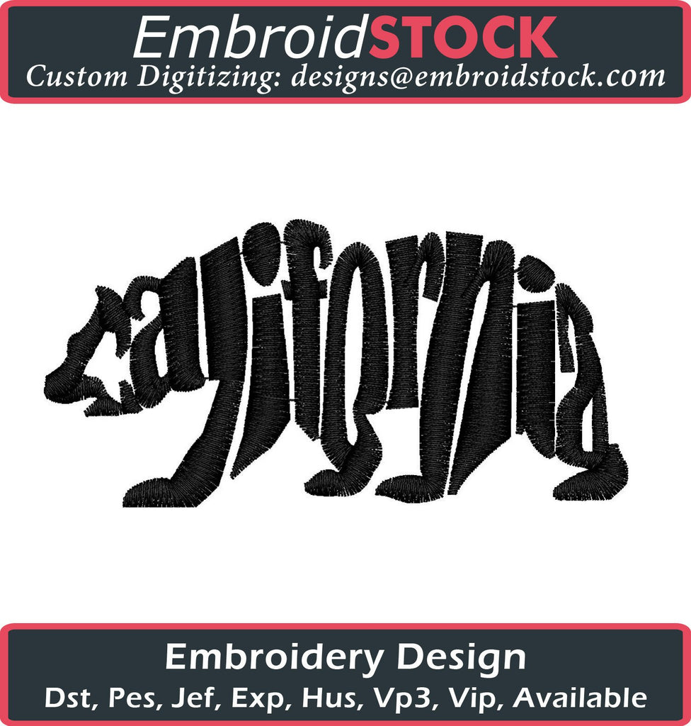 Cali Bear Embroidery Design - Embroidstock