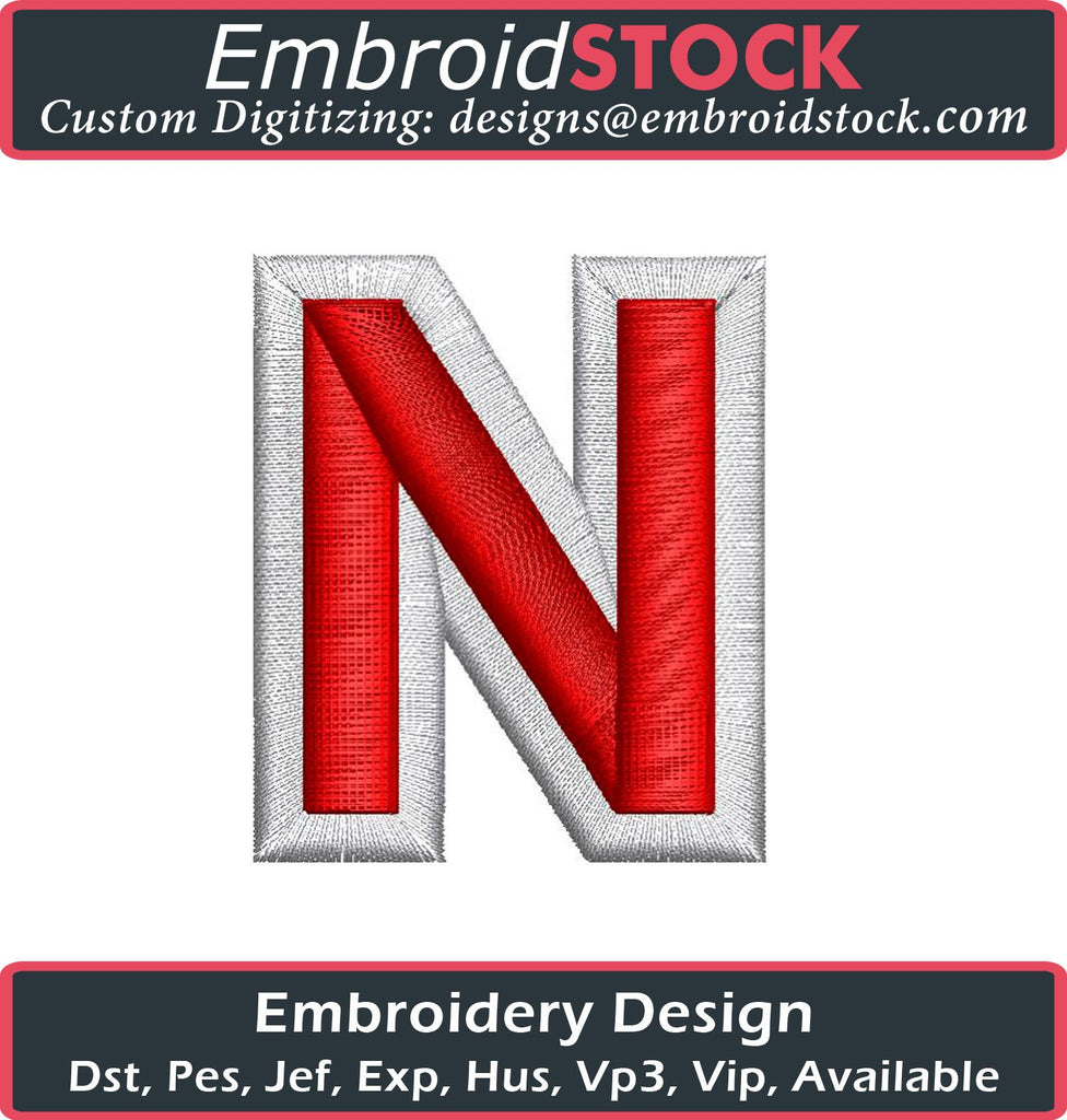 Letter N Custom Letter N 3D Puff Embroidery Design – Embroidstock