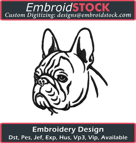 French Bulldog Embroidery Design - Embroidstock