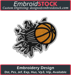 Basketball Breaking Wall Embroidery Design - Embroidstock