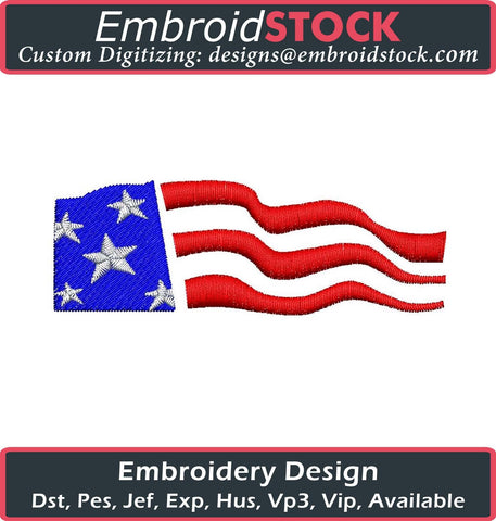 Wavy American Flag - Embroidstock
