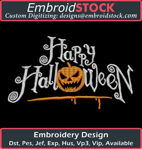 Happy Halloween Embroidery Design - Embroidstock