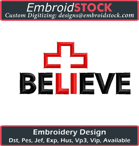 Believe Embroidery Design - Embroidstock