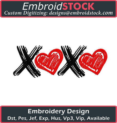 XOXO Embroidery Design - Embroidstock