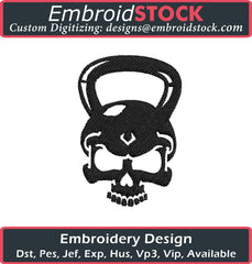 Dumbbell Skull Embroidery Design - Embroidstock