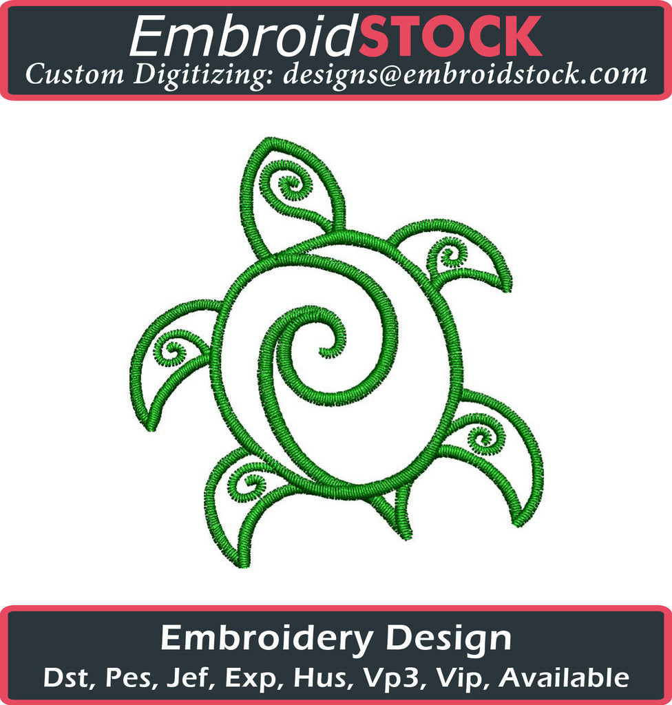 Tribal Turtle Embroidery Design - Embroidstock
