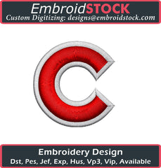 Letter C 3D Puff Embroidery Design - Embroidstock