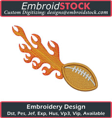 Football With Flames Embroidery - Embroidstock