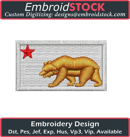 Cali Bear Flag Embroidery Design - Embroidstock