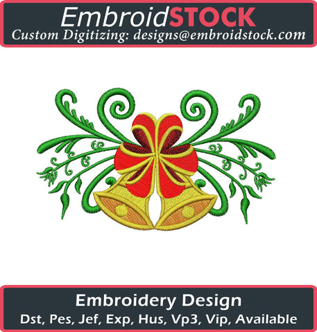 Christmas Bells Embroidery Design - Embroidstock
