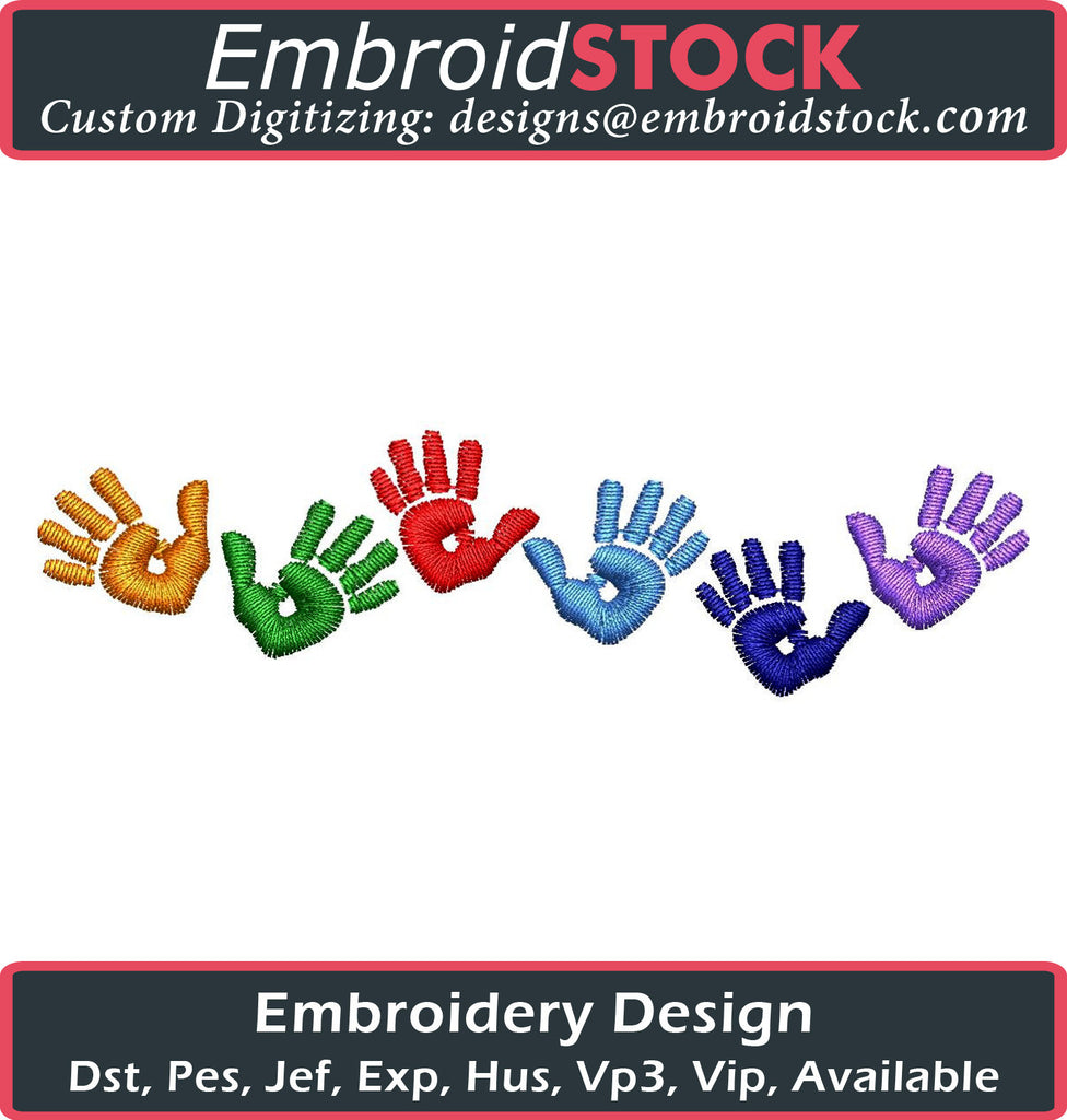 Kid Hand Print Embroidery Design - Embroidstock
