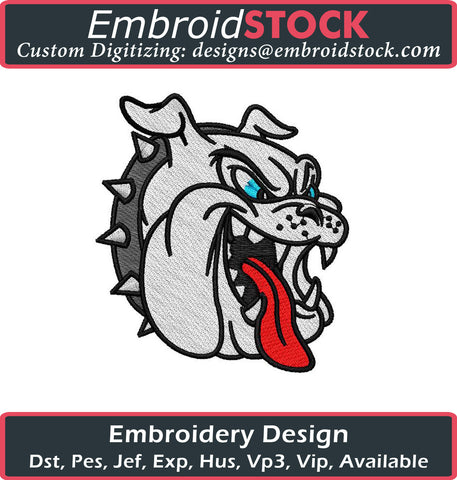 Bulldog Head Embroidery Design - Embroidstock
