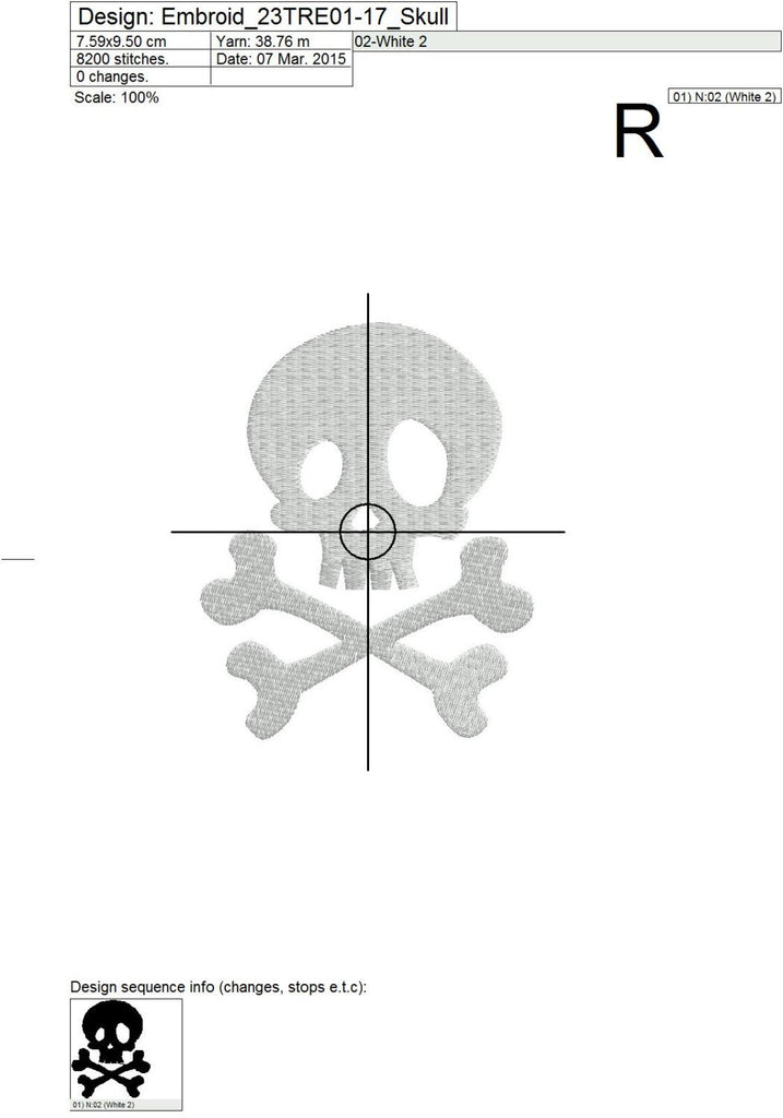 Pirate Skull Embroidery Design - Embroidstock
